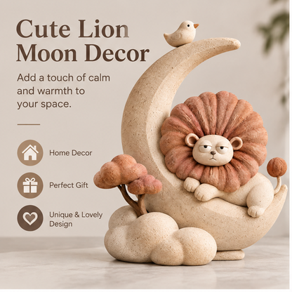 🕰️AURTALIS Crescent Moon Lion Resin Statue