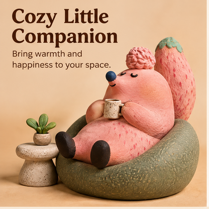 📜AURTALIS Pink Squirrel Lounge Chair Statue