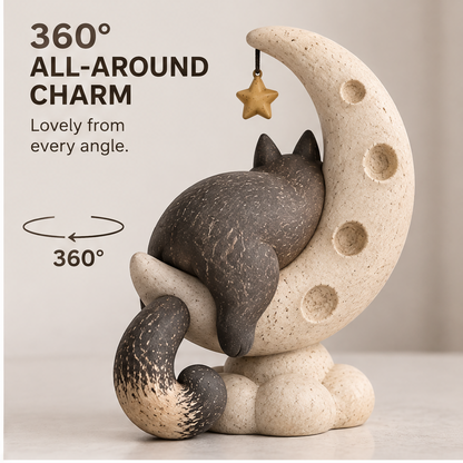 🪴AURTALIS Crescent Moon Black Cat Resin Figurine