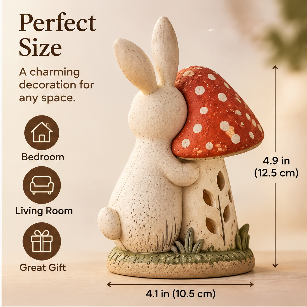 🔮AURTALIS Hugging Bunny Mushroom Figurine Light