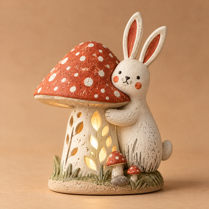 🔮AURTALIS Hugging Bunny Mushroom Figurine Light