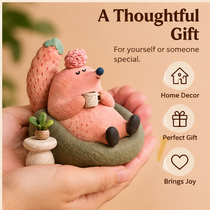 📜AURTALIS Pink Squirrel Lounge Chair Statue
