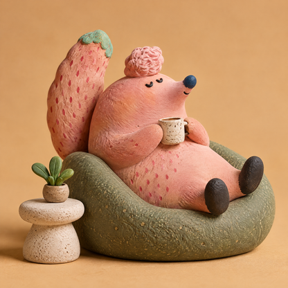 📜AURTALIS Pink Squirrel Lounge Chair Statue