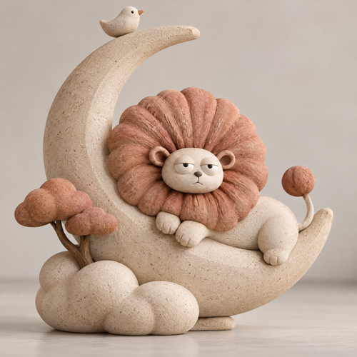 🕰️AURTALIS Crescent Moon Lion Resin Statue